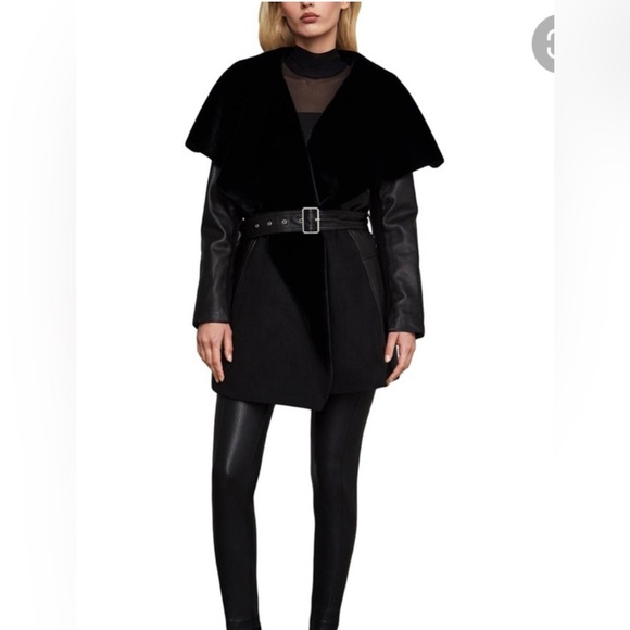 BCBGMAXAZRIAIA SUMMER FAUX FUR SHEARLING LEATHER JACKET - Picture 2 of 8